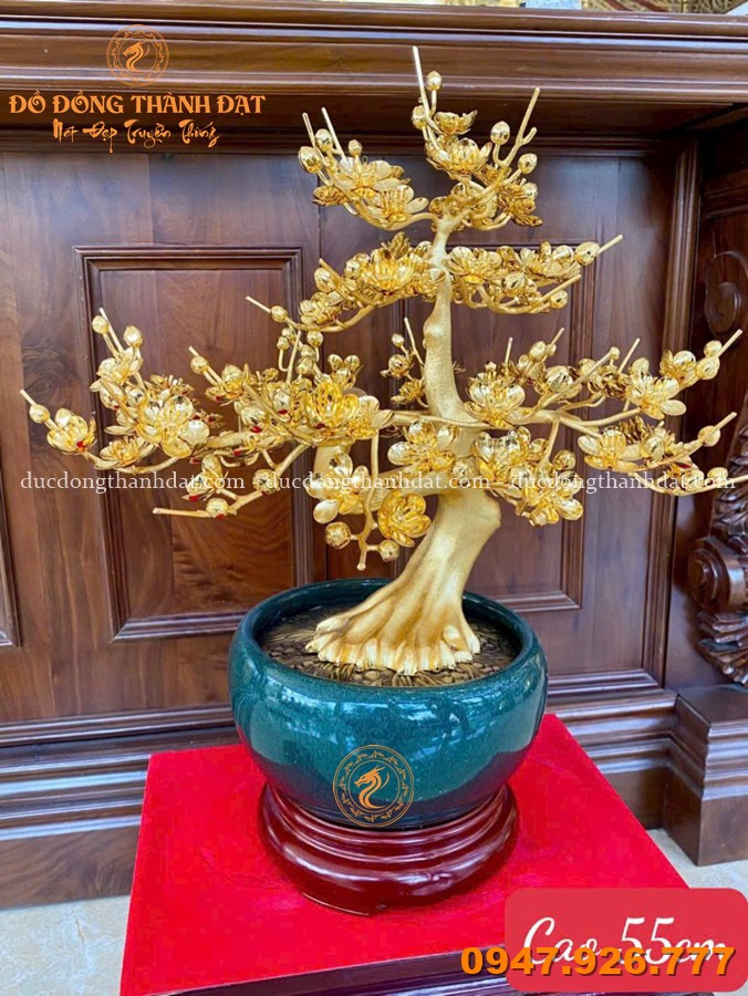 Tổng hợp các mẫu chậu mai mạ vàng 24K, dát vàng 9999 cao cấp đẹp nhất hiện nay 7 Cac Mau Chau Hoa Mai Ma Vang 24k (5)