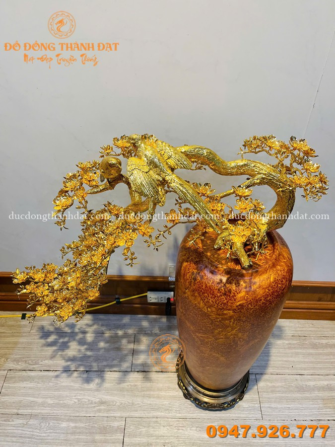 Mai Đổ Bình Gỗ Nu 1m Mạ Vàng 24K 3 Mai Do Binh Go Lu 1m (2)