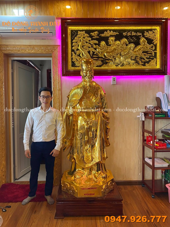 Tượng Khổng Minh Bằng Đồng Mạ Vàng Cao 1m73 1 Tuong Khong Minh Ma Vang 1m75 (3)