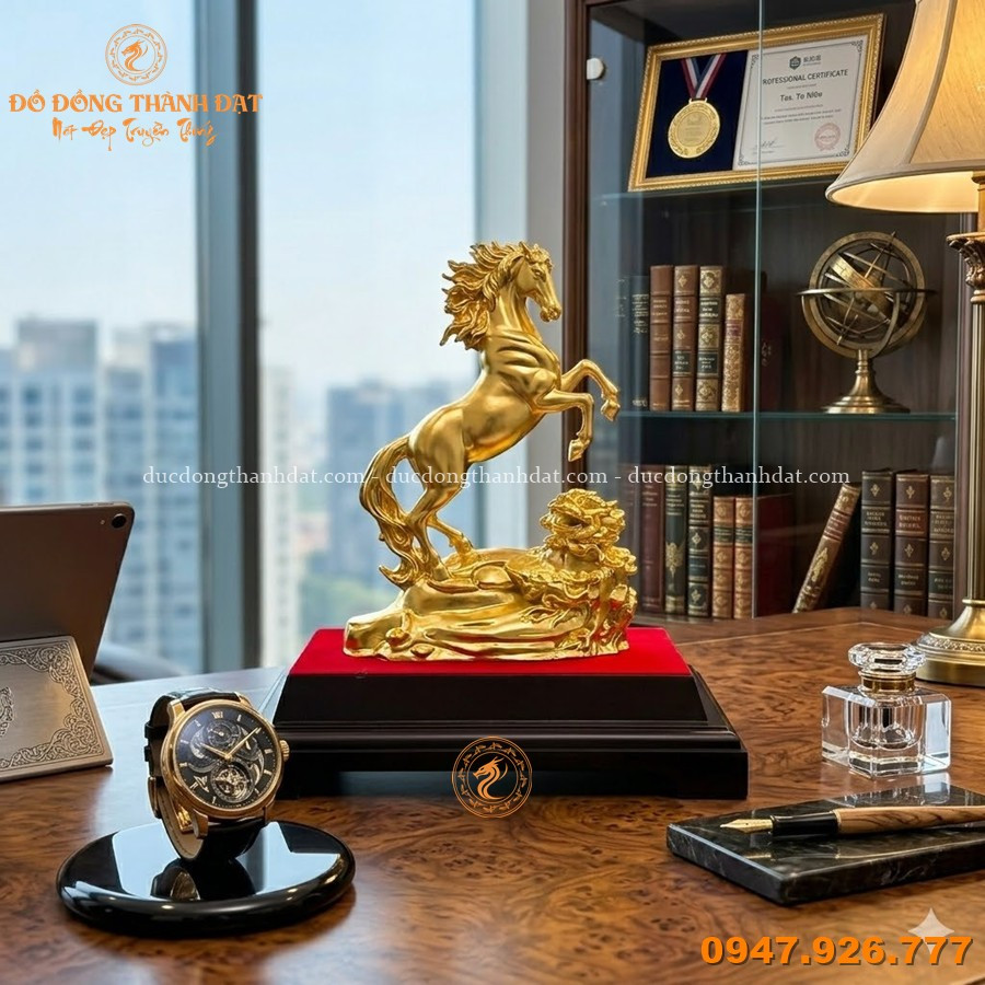Vì sao tượng ngựa mạ vàng là quà tặng khai trương được ưa chuộng nhất hiện nay? 3 Tuong Ngua Bang Dong Phong Thuy 2026 (3)