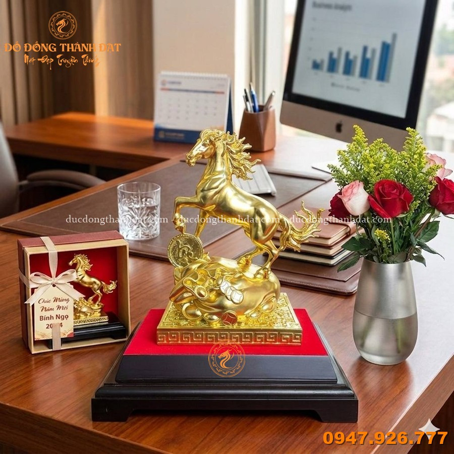 Tượng Ngựa Bằng Đồng Hợp Tuổi Nào? Điểm Tựa Phong Thủy Cho Sự Nghiệp Của Bạn. 3 Tuong Ngua Ma Vang Bang Dong Qua Tang Cao Cap (10)