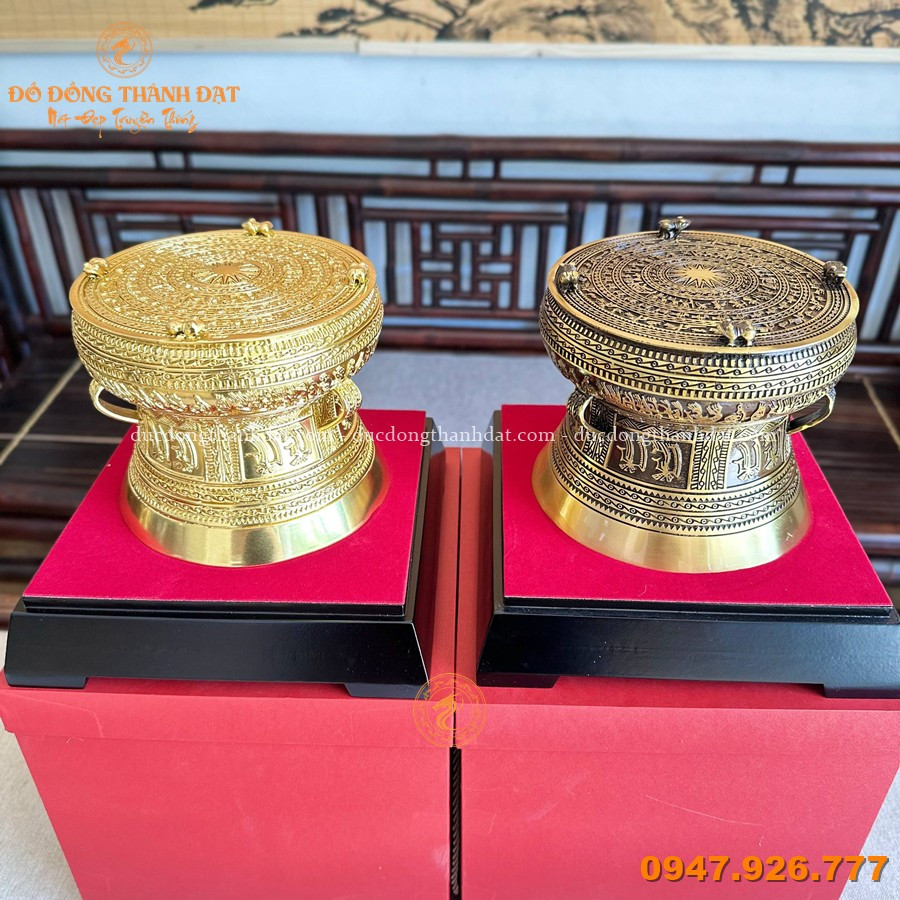 Quả trống đồng màu cổ điển đường kính 15cm 7 Qua Trong Dong Luu Niem 15cm (4)