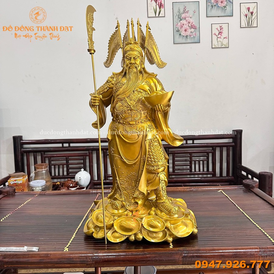Tượng quan công bằng đồng thỏi vàng cao 70cm (tới đầu 57cm) 2 Tuong Quan Cong Bang Dong Cam Thoi Vang 70cm (2)