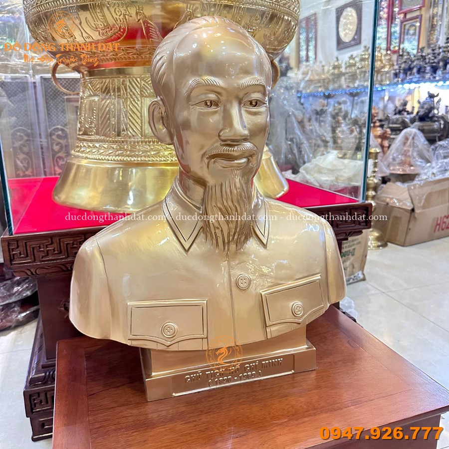 Tượng Bác Hồ bán thân 50cm đồng đỏ 1 Tuong Bac Ho Ban Than 50cm Dong Do (2)