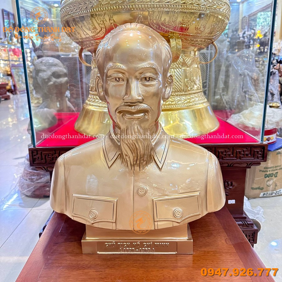 Tượng Bác Hồ bán thân 50cm đồng đỏ 2 Tuong Bac Ho Ban Than 50cm Dong Do (3)