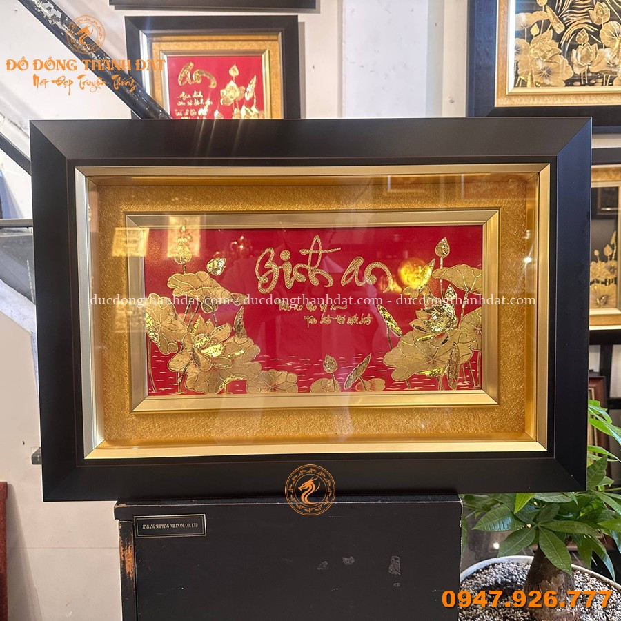 Tranh Chữ Bình An Mạ Vàng 24K KT 41x81 1 Tranh Chu Binh An Ma Vang 24k Kt 41x81 (2)