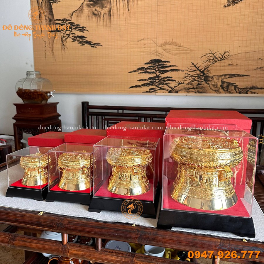 Quả Trống Đồng Mạ Vàng 20cm 7 Qua Trong Dong Luu Niem Ma Vang (9)