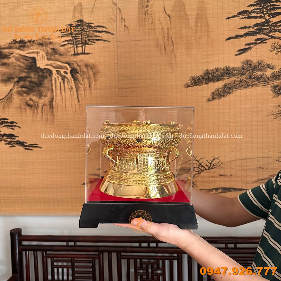 Quả Trống Đồng Mạ Vàng 20cm 1 Qua Trong Dong Ma Vang 20cm (1)