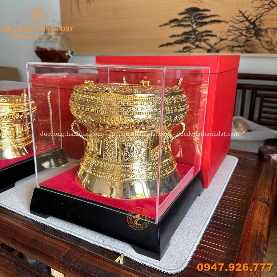 Quả Trống Đồng Mạ Vàng 20cm 2 Qua Trong Dong Ma Vang 20cm (2)