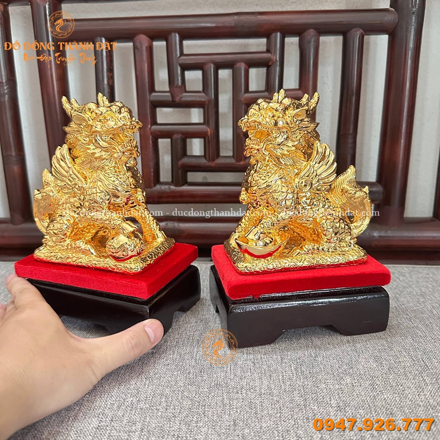 Tượng Kỳ Lân Mạ Vàng Kt:13x14cm 1 Tuong Ly Lan Ma Vang 13x14cm (1)