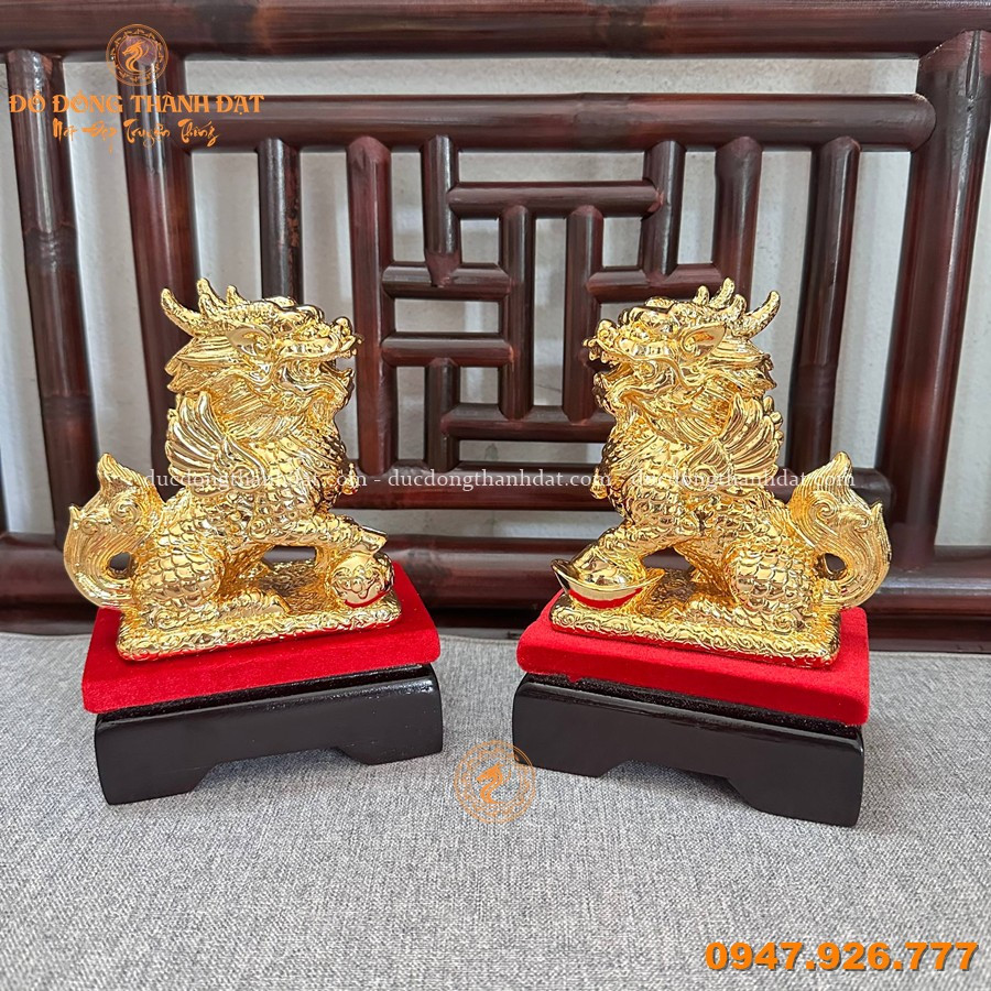 Tượng Kỳ Lân Mạ Vàng Kt:13x14cm 2 Tuong Ly Lan Ma Vang 13x14cm (2)