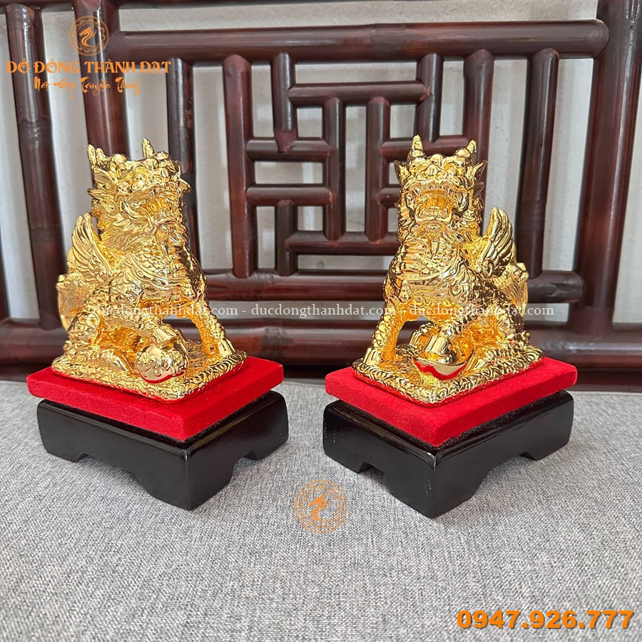 Tượng Kỳ Lân Mạ Vàng Kt:13x14cm 4 Tuong Ly Lan Ma Vang 13x14cm (4)