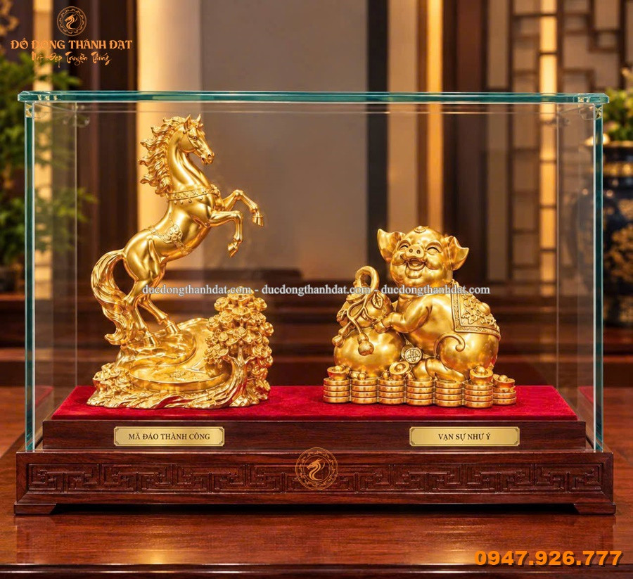 Bộ Tượng Linh Vật Bằng Đồng Dát Vàng 24K – Chế Tác Theo Ý Tưởng Khách Hàng 1 Duc Dong Theo Yeu Cau Tuong Linh Vat Ma Vang (2)